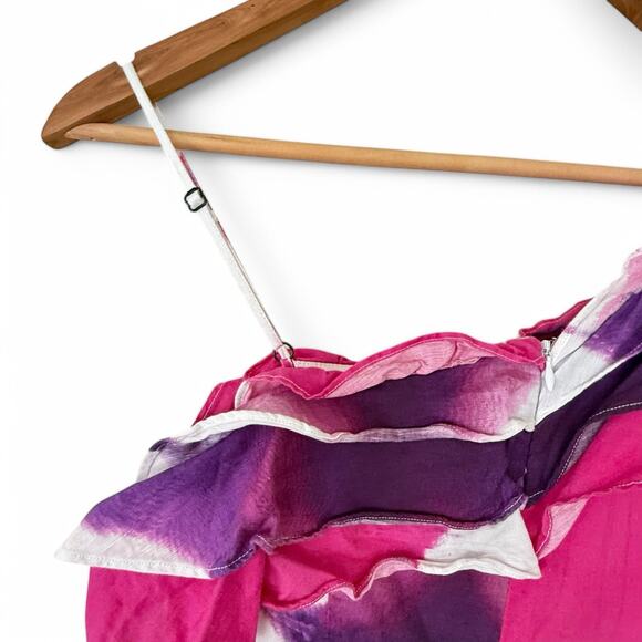 Busayo One Shoulder Maxi Dress Pink Purple White Tie Dye Size 10 - Picture 5 of 8